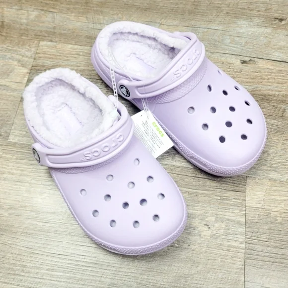 CROCS Shoes Crocs Kids Lilac Light Purple Fur Lined Clog Shoes